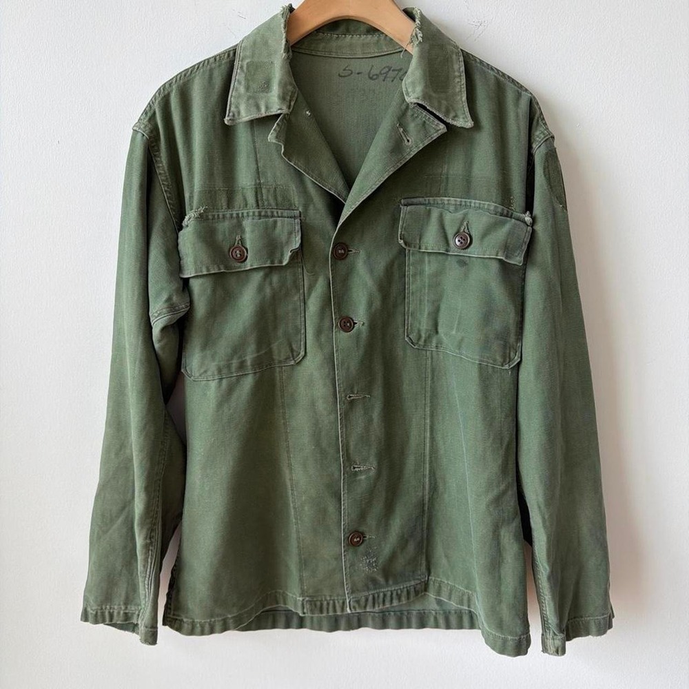 1950s–Early 1960s Vintage Military Utility Shirt / OG Green Fatigue Jacket
